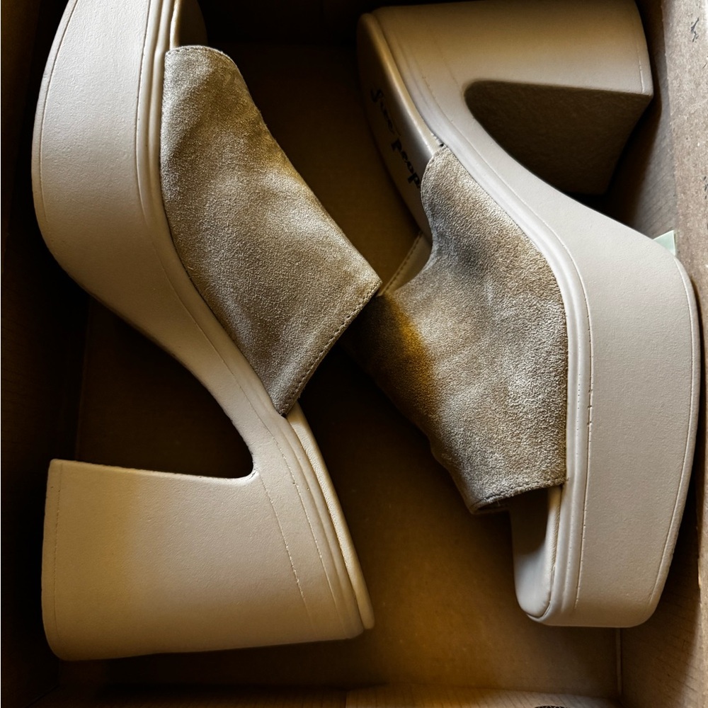 Free People Tan Platform Sandals